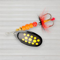 Блешня обертова ZEOX Reactive № 4, 9г, колір 011 Black-Yellow Dot